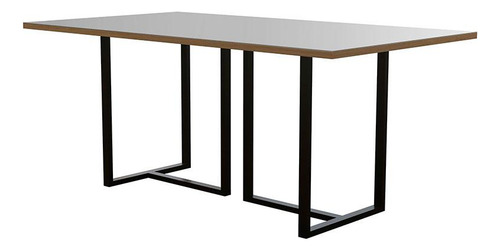 Mesa De Jantar Retangular Com Tampo De Vidro Atena Preta,...
