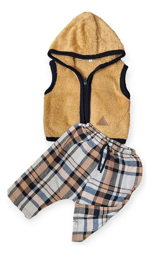 Chaleco Polar Con Capucha Más Pantalón De Pilu Conjunto Bebe