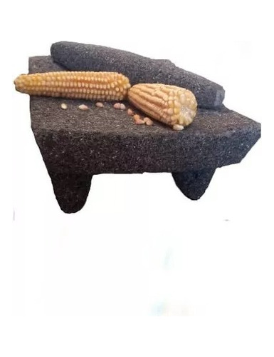 Metate De Piedra Volcanica 100% A Mano De 30cmx40cm