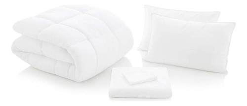 Set 7 Pz King Size Edredón Con Sábanas Y Fundas Premium Marrón Liso