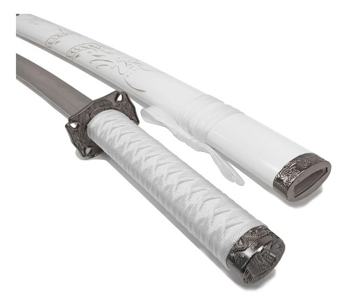 Espada Katana Tamanho Real Dragão Esculpido Bainha Aço 440c
