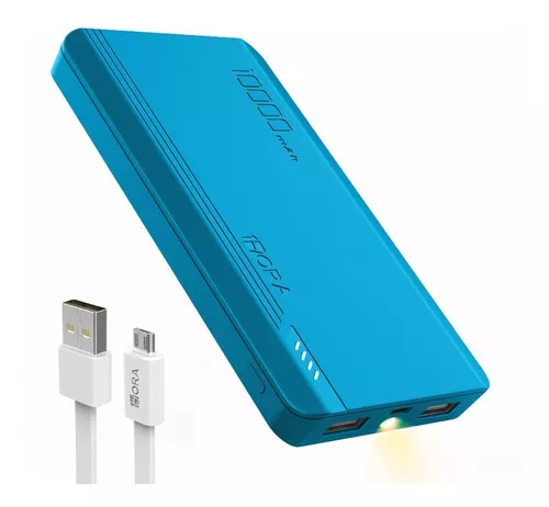 Power Bank 10000mAh Batería externa portátil, color Azul VT-3504