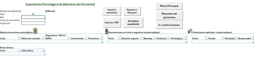 Sistema De Expedientes Psicológicos En Excel Profesional