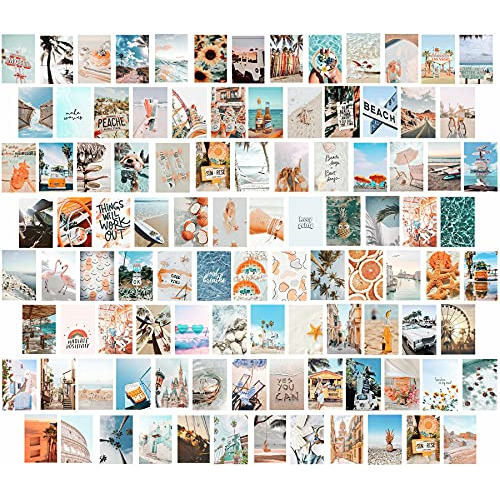 Kit De Collage De Pared De Playa Estética 100 Fotos, J...