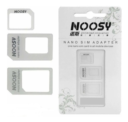 Imagen 3 de 3 de Adaptador Nano Sim Noosy Para Chip De Celular Tres Tamaños