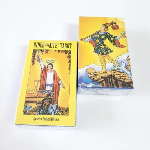 Baraja De Tarot Waite Bilingüe Español/inglés – 78 Cartas Con Guía A Color De 36 Páginas Y Manual De 28 Páginas, En Estuche De PU Color Menta