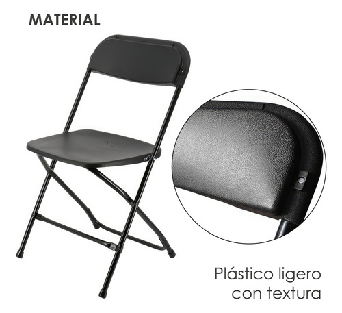 Set 10 Sillas Plegables Plástico Para Eventos Resistentes