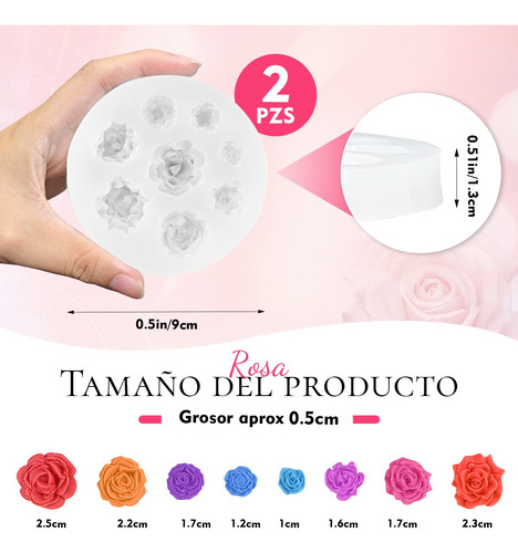 2pzs Moldes Silicona Flores Rosa Para Resina Velas Chocolate
