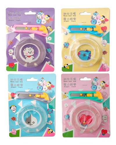 Mini Cutter Exacto Cinta Doble Cara Bt21 Bts Kawaii Escolar