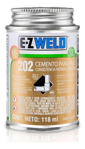 Cemento Pvc C40, Mod. 202 Transparente, E-z Weld 120ml