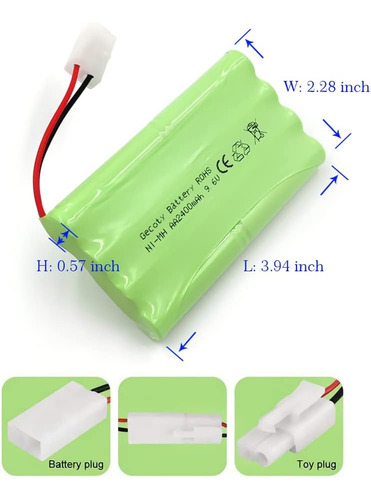 Tamiya Plug Nimh 2400mah Batería Aa Recargable Con Cable De