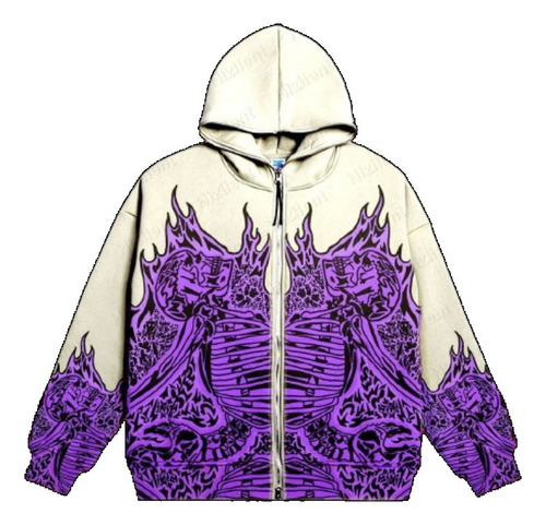 Fz Sudadera Gótica Con Estampado De Calaveras En Llamas