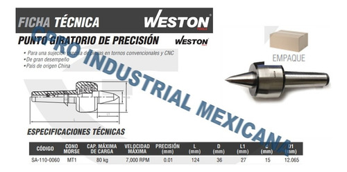 Punto Giratorio Mt1 De Precision Marca Weston P