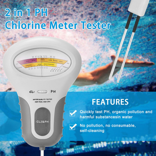 Medidor De Cloro De Ph 2 En 1, Medidor De Ph De Agua D