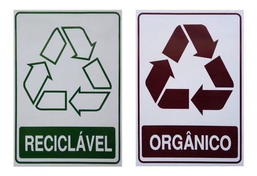 02 Adesivo P/ Lixeiras Coleta Seletiva Reciclável + Orgânico