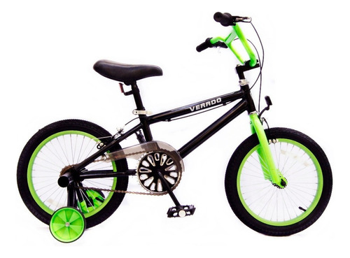 Bicicleta Niño Bmx Verado Rueditas Picadores Rodado 16 Segur Color Verde