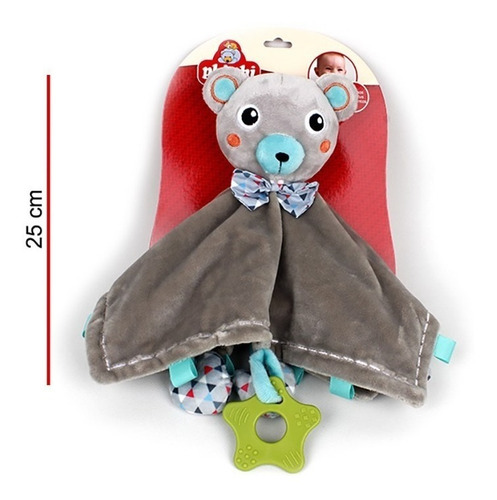 Imagen 1 de 3 de Trapito De Apego Con Mordillo Osito Gris Para Bebe - 25 Cm