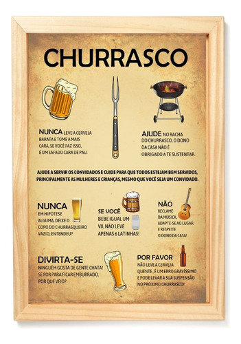Quadro Manual Do Churrasco Area Gourmet Churrasqueira