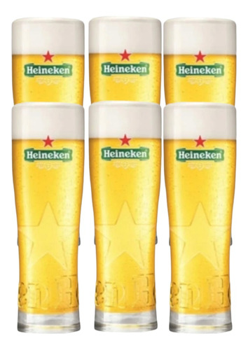 6 Vasos Media Pinta Cerveza Heineken 250 Ml Star Original