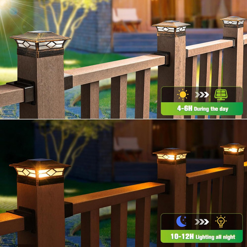 6 Luces Solares Impermeables Led Para Postes De 4x4