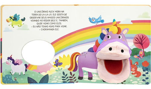 Livro O Unicórnio Feliz Com Fantoches Mammoth World Edição 1 Português 2023 Happy Books