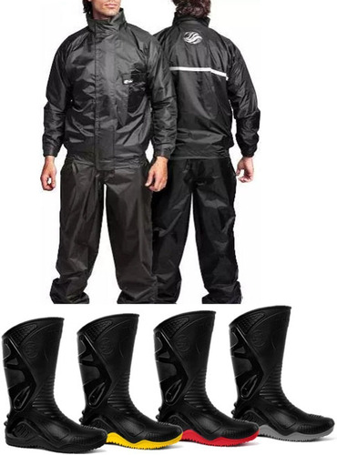 Capa De Chuva Alba Europa Nylon + Bota Motosafe Motoqueiro