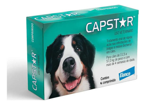 Capstar 57 Mg: Antipulgas Para Cães De 11,4 A 57 Kg 6 Cmp