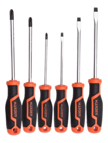 Set Destornilladores 6pcs Planos Y Phillips Imantados Harden