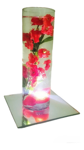 11 Centros De Mesa Luz Luminoso Florero + Espejos Rojo Cuota