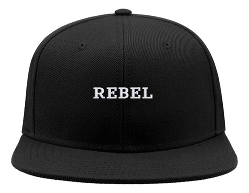 Gorra Visera Plana  Texto Rebel Rebelde Blanco Bordada