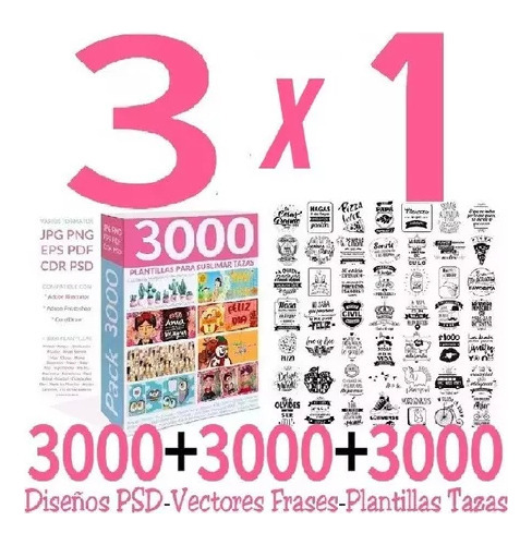 3000 Plantillas Premium Tazas 100% Editables Psd