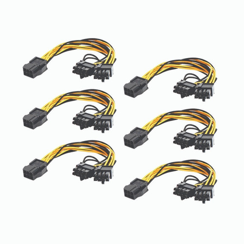 Combo 6 Adaptadores De 6 Pines A 2 De 8 Pines Para Placa Vga