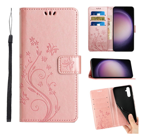 Funda De Piel Con Ranura Tipo Cartera Para Teléfono Xiaomi, Oro Rosa