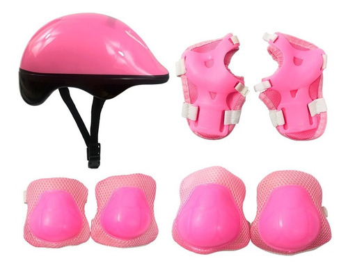 Kit Proteção Infantil Skate Patins Bike Com Capacete Rosa