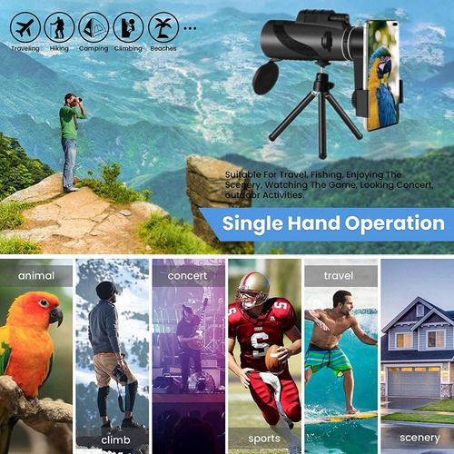 Imagen 7 de 8 de Telescopio Monocular, Bak4 Monocular Hd De Alta Potencia