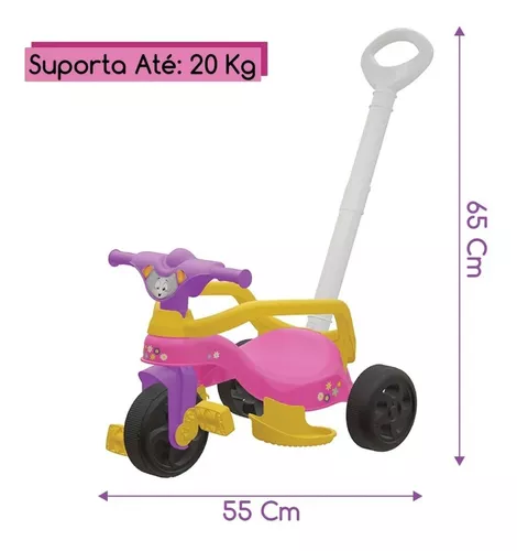 Moto Motoca Triciclo Infantil Tico Tico Velo Toys c/ Empurrador c