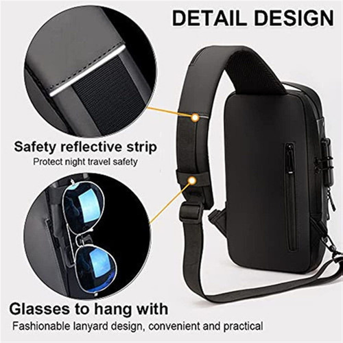Multifuncional Combinación Cerradura Pecho Bolsa Impermeable Antirrobo Usb De Carga