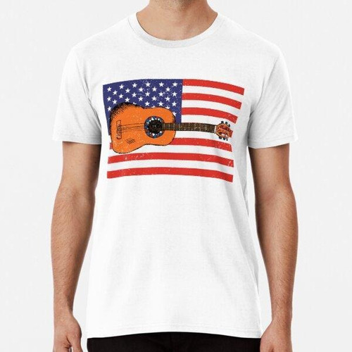 Remera Música Retro Vintage Guitarra Bandera Americana Algod