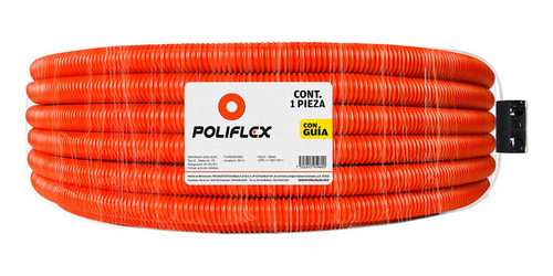 Rollo De Poliflex Naranja De 50 M  3/4  De Pulgada Con Guía 