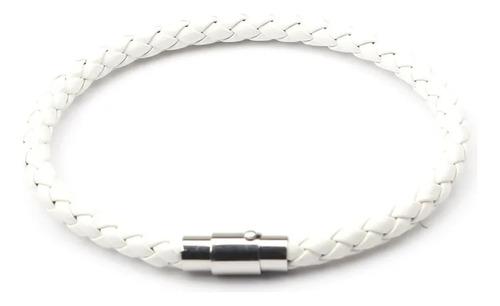 Pulsera Brazalete Cuero Hombre Broche Magentico Vintage Blanco 19 Cm