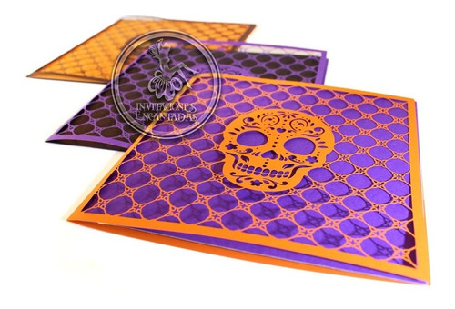 30 Invitacion Dia Muertos Corte Laser Doblez Halloween 15-02