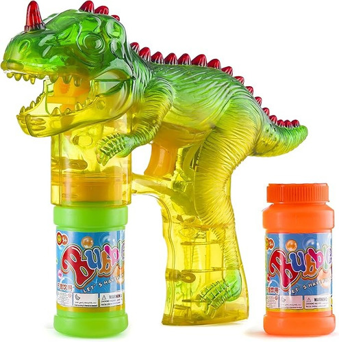 Pistola Burbujas Burbujero Luz Sonido Dinosaurio Niño Y Niña Verde