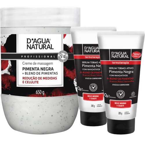 Kit 1x Pimenta Negra 650g  2x Serum Termoativo Dagua Natural