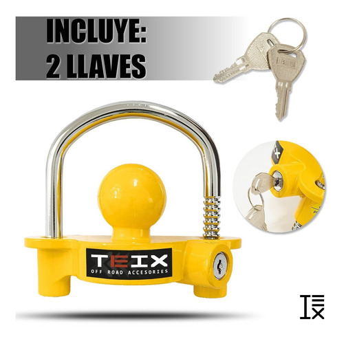 Imagen 9 de 10 de Candado De Colple Seguro Para Remolque Con Llave Marca Teix