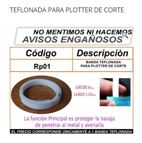 Banda Teflonada Con Adherencia P, Plotter De Corte Moritzu