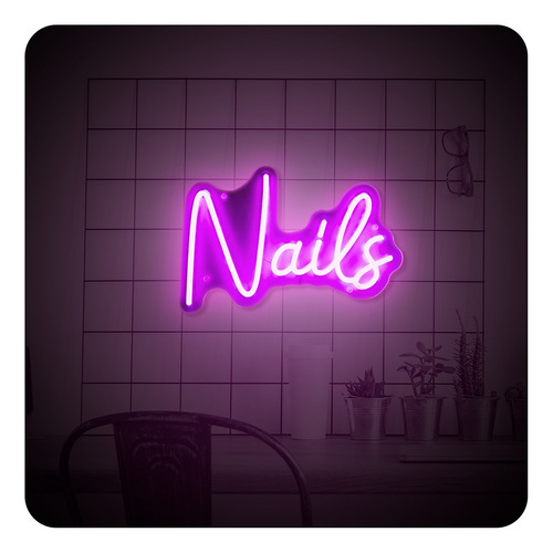 Letrero Led Neón Nails Uñas Luminoso Decoración