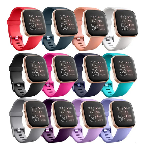 Rojo: Correa De Silicona Compatible Con Fitbit Versa2/vers L