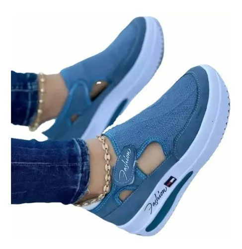 Zapatos De Suela Gruesa Con Velcro Hueco Cuotas sin inter s