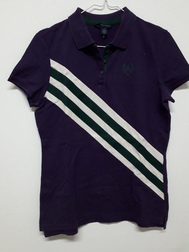 Tommy Hilfiger Polo Violeta Con Rayas Blancas