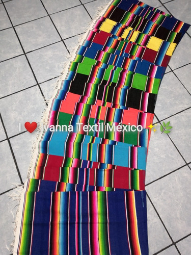 Imagen 1 de 6 de Sarape Chico Artesanal Camino De Mesa Mexicano 70cmx1.40m